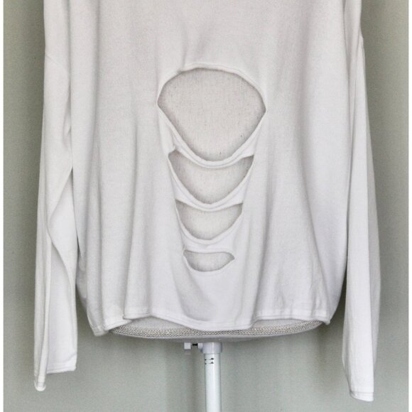 PLANET By LAUREN G White Ripped Cut Out Oversized Sweater, One Size XS S M L - Picture 9 of 11